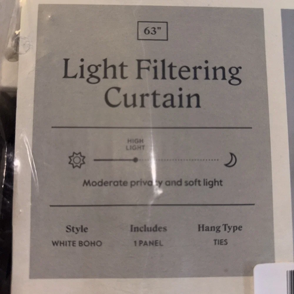 Threshold Light Filtering White Boho Diamond Clip Single Curtain Panel 54